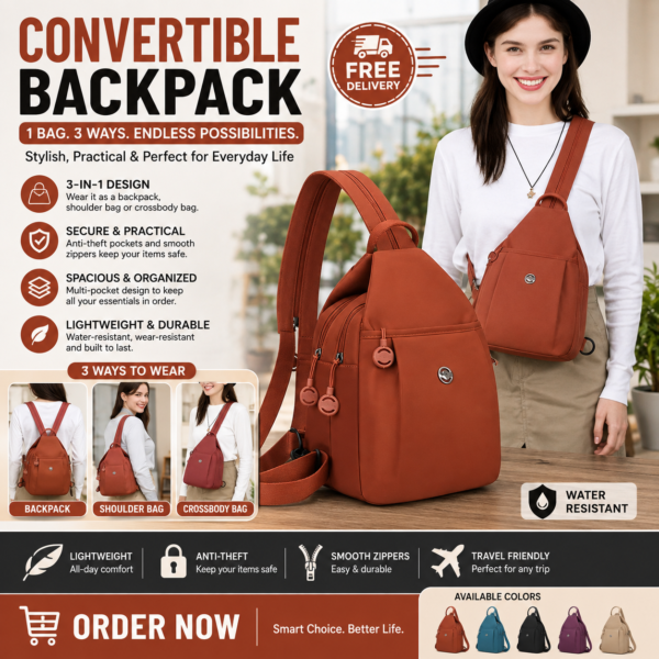 Convertible Backpack 🎒✨: Versatility, Style & Comfort for All Your Travels!